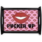 Lips (Pucker Up) Black Wooden Tray - Small