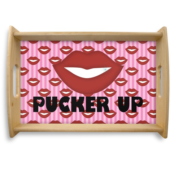 Custom Lips (Pucker Up) Natural Wooden Tray - Small