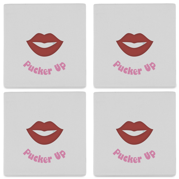 Lips (Pucker Up) Set of 4 Sandstone Coasters - See All 4 View