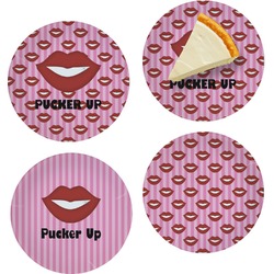 Lips (Pucker Up) Set of 4 Glass Appetizer / Dessert Plate 8"