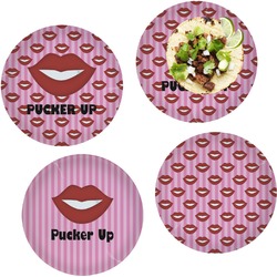 Lips (Pucker Up) Set of 4 Glass Lunch / Dinner Plate 10"