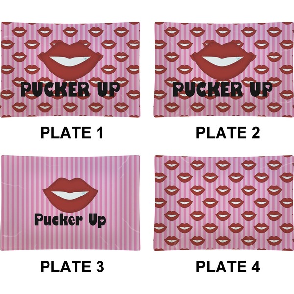 Lips (Pucker Up)  Set of Rectangular Appetizer / Dessert Plates (Approval)