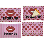 Lips (Pucker Up) Set of 4 Glass Rectangular Appetizer / Dessert Plate
