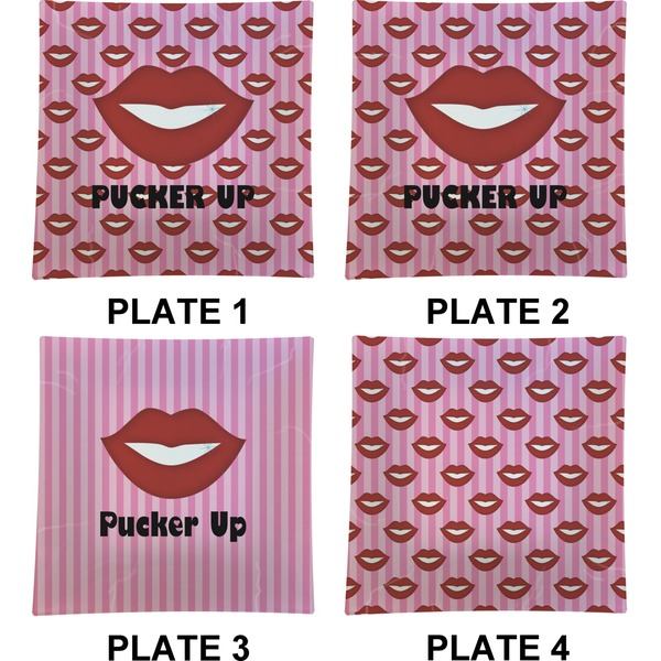 Lips (Pucker Up)  Set of Square Dinner Plates (Approval)