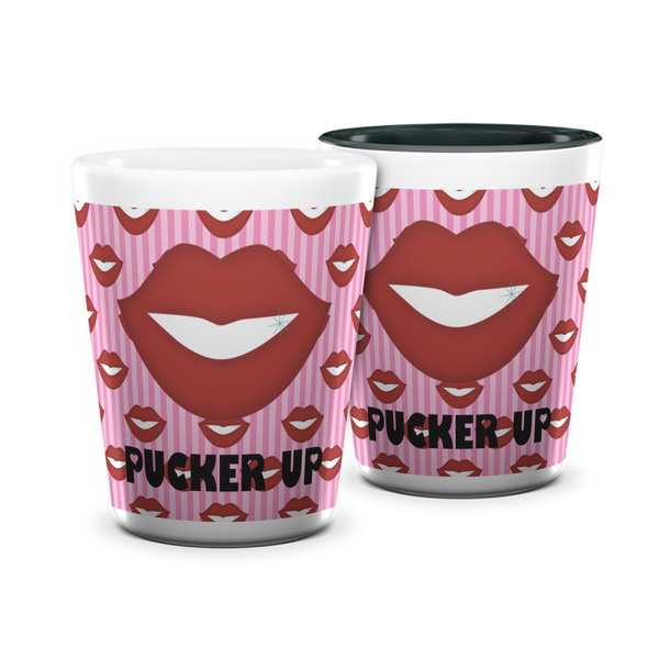 Custom Lips (Pucker Up) Ceramic Shot Glass - 1.5 oz