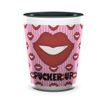 Lips (Pucker Up) Ceramic Shot Glass - 1.5 oz - Two Tone - Set of 4