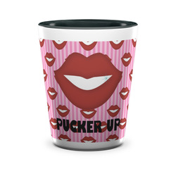 Lips (Pucker Up) Ceramic Shot Glass - 1.5 oz - Two Tone - Set of 4