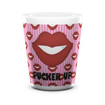 Lips (Pucker Up) Ceramic Shot Glass - 1.5 oz - White - Single