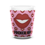 Lips (Pucker Up) Ceramic Shot Glass - 1.5 oz - White - Set of 4