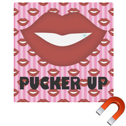 Lips (Pucker Up) Square Car Magnet - 6"