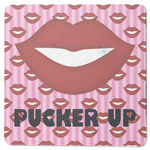 Lips (Pucker Up) Square Rubber Backed Coaster