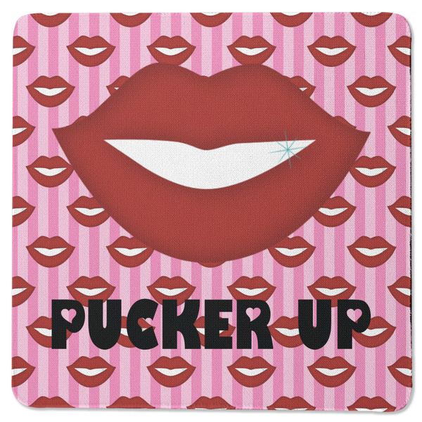 Custom Lips (Pucker Up) Square Rubber Backed Coaster