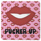 Lips (Pucker Up) Square Rubber Backed Coaster