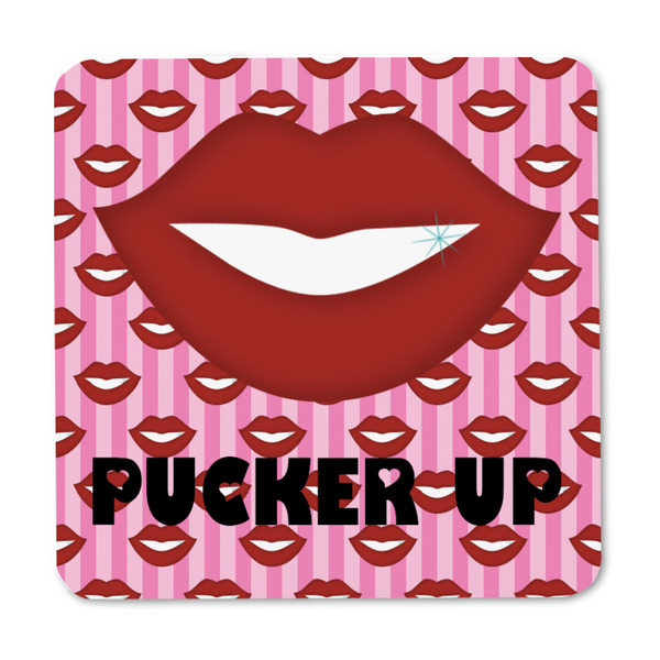Lips (Pucker Up) Square Fridge Magnet - FRONT