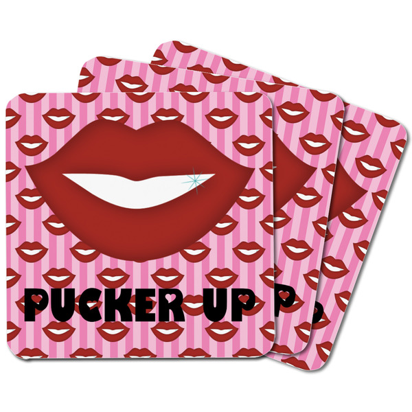 Lips (Pucker Up) Square Fridge Magnet - MAIN