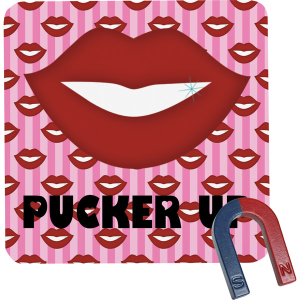 Custom Lips (Pucker Up) Square Fridge Magnet