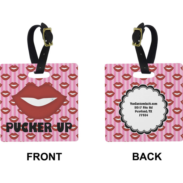 Lips (Pucker Up)  Square Luggage Tag (Front + Back)