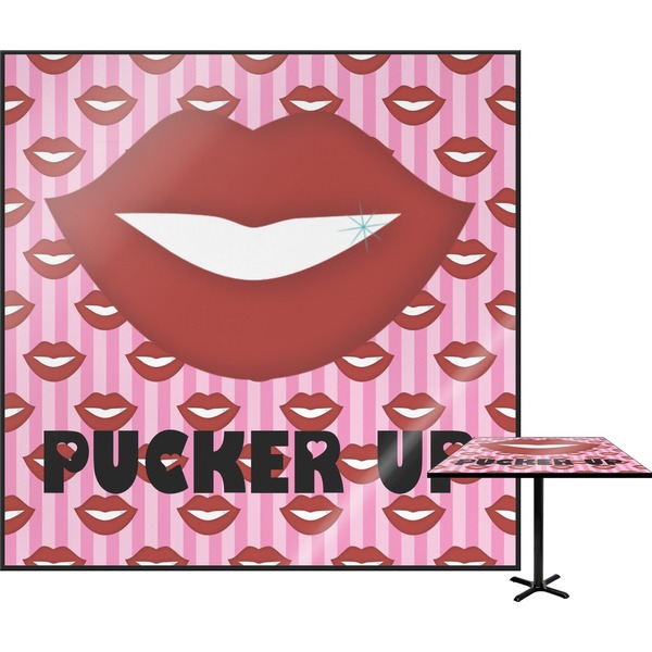 Custom Lips (Pucker Up) Square Table Top