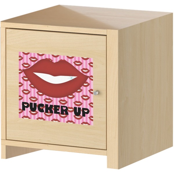 Lips (Pucker Up) Square Wall Decal on Wooden Cabinet