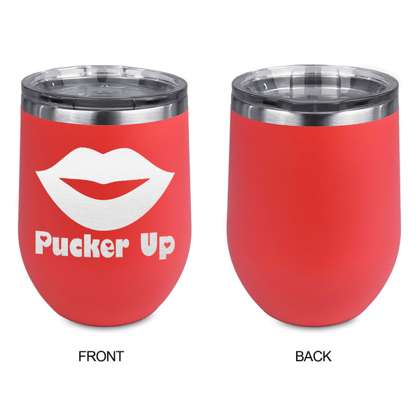Lips (Pucker Up) Stainless Wine Tumblers - Coral - Single Sided - Approval