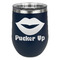 Lips (Pucker Up) Stemless Stainless Steel Wine Tumbler - Navy - Double Sided