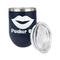 Lips (Pucker Up) Stainless Wine Tumblers - Navy - Single Sided - Alt View