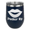 Lips (Pucker Up) Stainless Wine Tumblers - Navy - Single Sided - Front