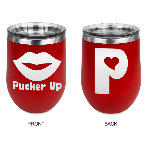 Lips (Pucker Up) Stainless Wine Tumblers - Red - Double Sided - Approval