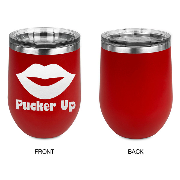 Lips (Pucker Up) Stainless Wine Tumblers - Red - Single Sided - Approval