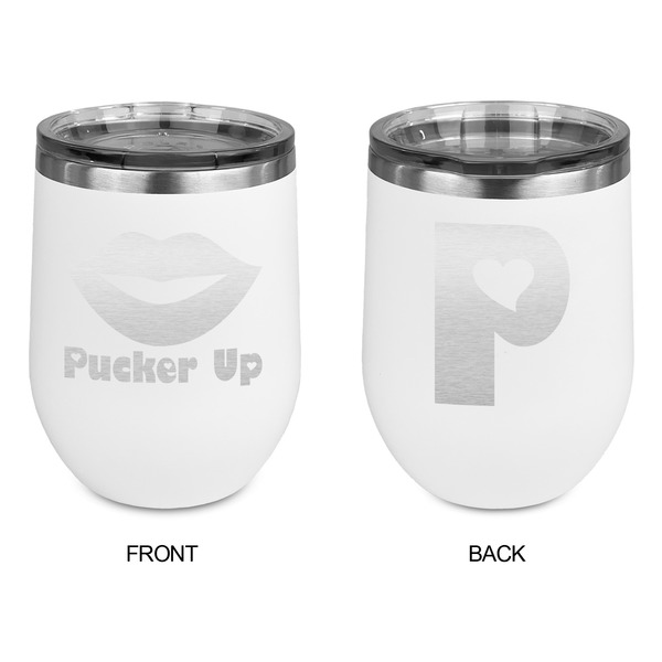 Lips (Pucker Up) Stainless Wine Tumblers - White - Double Sided - Approval