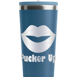 Lips (Pucker Up) RTIC Everyday Tumbler with Straw - 28oz - Steel Blue - Double-Sided