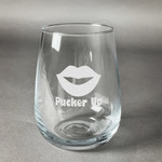 Lips (Pucker Up) Stemless Wine Glass - Engraved