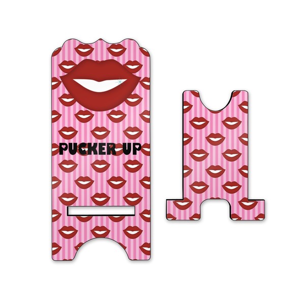 Lips (Pucker Up) Stylized Phone Stand - Front & Back - Small