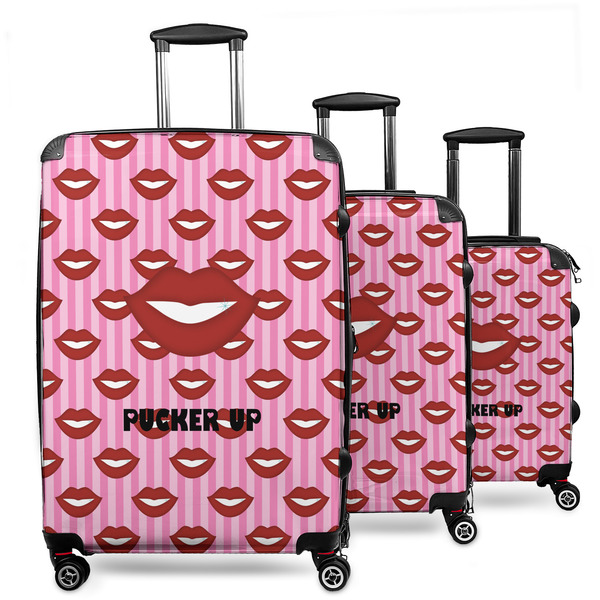 Custom Lips (Pucker Up) 3 Piece Luggage Set - 20" Carry On, 24" Medium Checked, 28" Large Checked