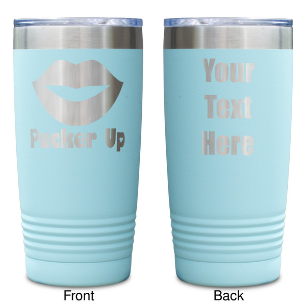 Lips (Pucker Up) Teal Polar Camel Tumbler - 20oz -Double Sided - Approval