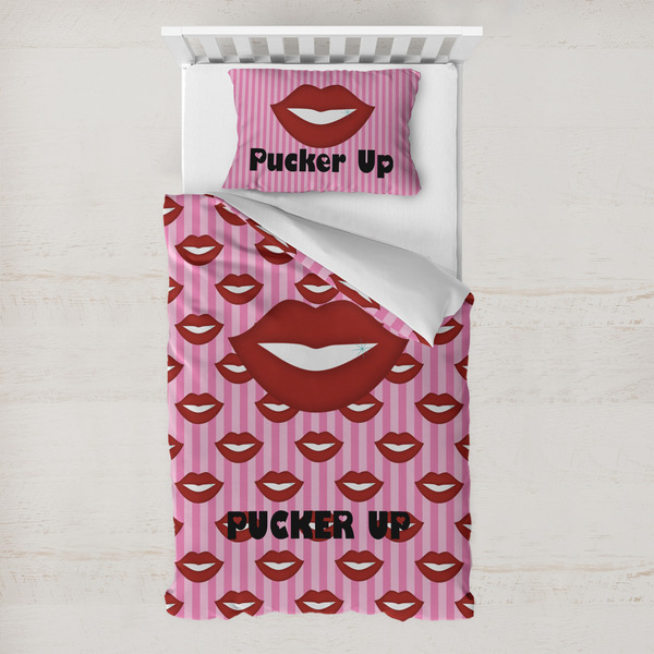 Custom Lips (Pucker Up) Toddler Bedding Set - With Pillowcase
