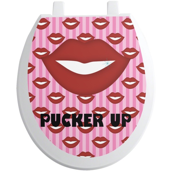 Custom Lips (Pucker Up) Toilet Seat Decal - Round