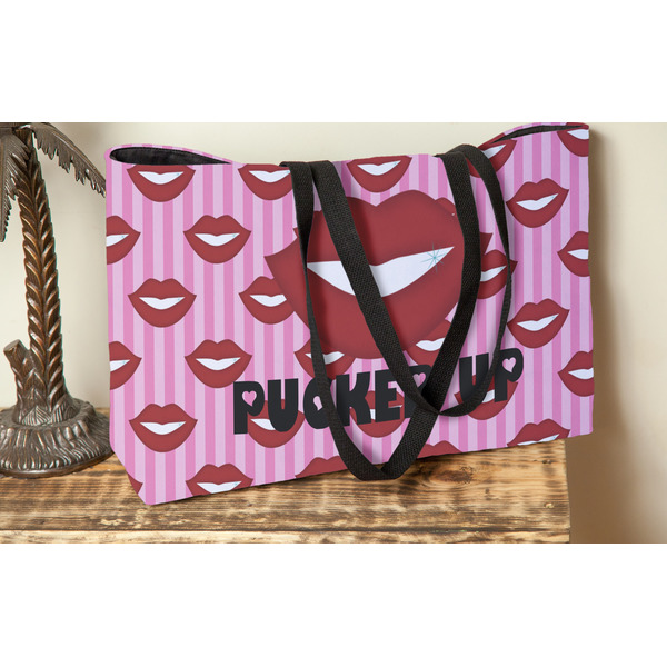 Lips (Pucker Up) Tote w/Black Handles - Lifestyle View