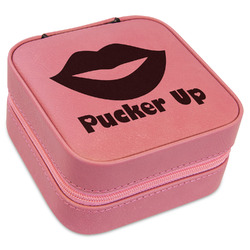 Lips (Pucker Up) Travel Jewelry Boxes - Pink Leather