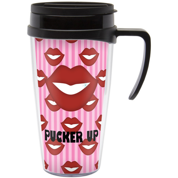 Custom Lips (Pucker Up) Acrylic Travel Mug with Handle