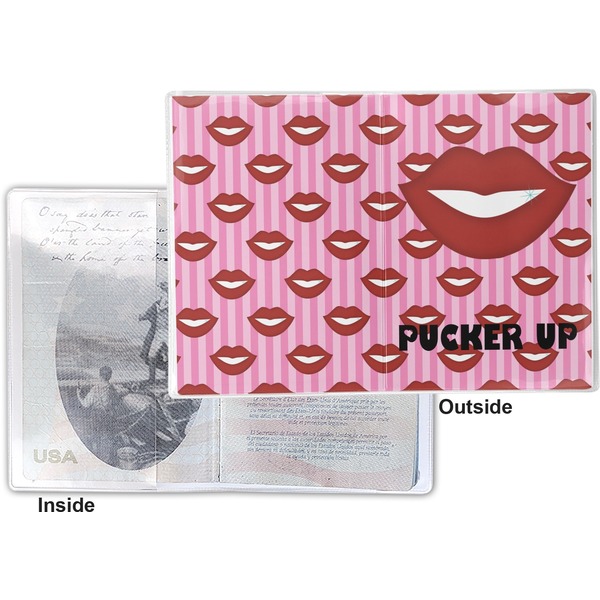 Lips (Pucker Up) Vinyl Passport Holder - Flat Front and Back