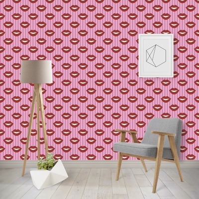 Lips (Pucker Up) Wallpaper & Surface Covering (Water Activated - Removable)