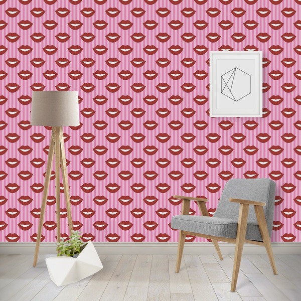 Custom Lips (Pucker Up) Wallpaper & Surface Covering (Peel & Stick - Repositionable)