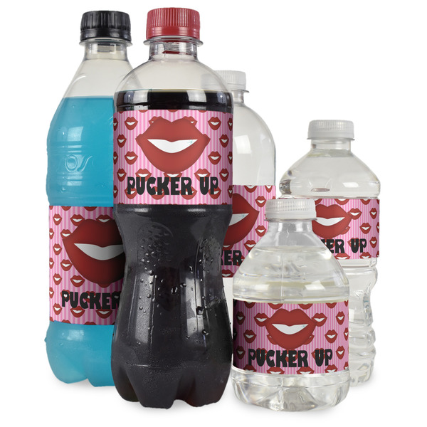 Lips (Pucker Up) Water Bottle Label - Multiple Bottle Sizes