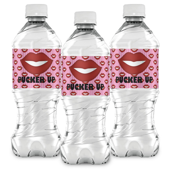 Lips (Pucker Up) Water Bottle Labels - Front View