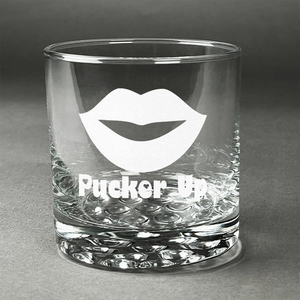Custom Lips (Pucker Up) Whiskey Glass - Engraved