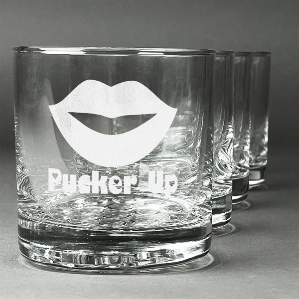 Custom Lips (Pucker Up) Whiskey Glasses (Set of 4)