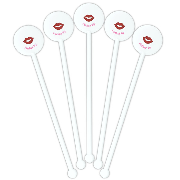 Lips (Pucker Up) White Plastic 5.5" Stir Stick - Fan View