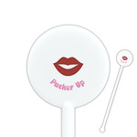 Lips (Pucker Up) 5.5" Round Plastic Stir Sticks - White - Single Sided