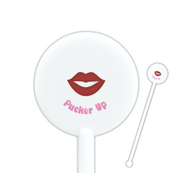 Lips (Pucker Up) 5.5" Round Plastic Stir Sticks - White - Single Sided